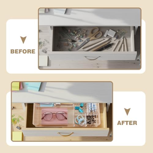 Briwooody 3 Pcs Acrylic Drawer Organizer, 13.7 x 8.7 x 2'', 8 Compartments - Image 4