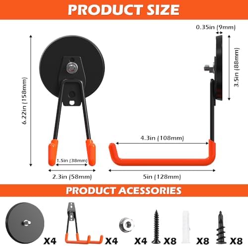 4Pcs Large Magnetic Hooks Heavy Duty Strong Magnet Hooks Heavy Duty Garage Storage Hook Utility Magnet Hooks for Garage Shelve Tool Cart Garden Tools Magnetic Hanger Holder Organization for Hanging - Image 2