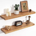 Floating Shelves for Wall Decor, 8" Deep Rustic Solid Elm Wood Floating Shelves Wall Mounted, Wall Shelves with Invisible Bracket for Living Room Bathroom Bedroom Kitchen, 30 Inch Set of 2, Natural by FLYJOE