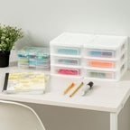 IRIS USA 4-Pack 3-Drawer Small Desktop Organizer, Stackable, White - Image 2