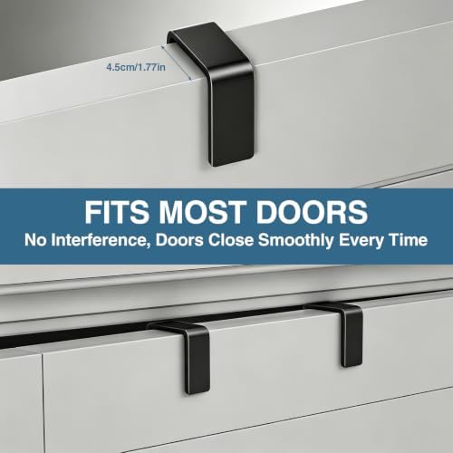 Over The Door Organizer with 4 Adjustable Baskets & Coat Hook, Metal Large Capacity Hanging Door Storage for Bathroom, Bedroom, Kitchen, Pantry & Closet, Black - Image 4