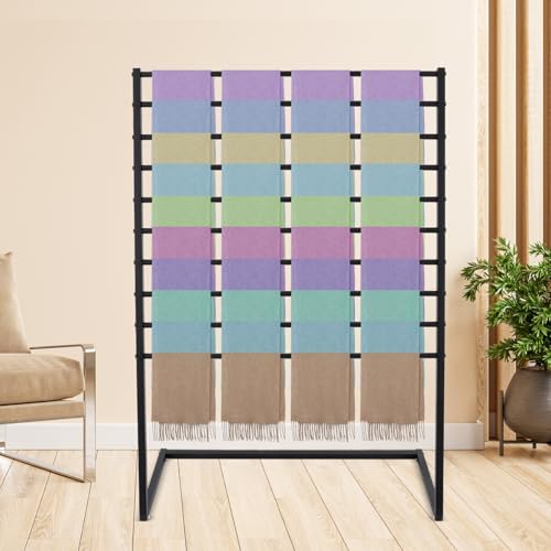 Scarf Display Stand, 10 Tier Metal Scarf Holder Organizer, Scarf Hanger Scarf Holder Scarf Organizer Belt Organizer Pants Rack Scarf Rack for Commercial Clothing Retail Store (Black, 100cm) - Image 3