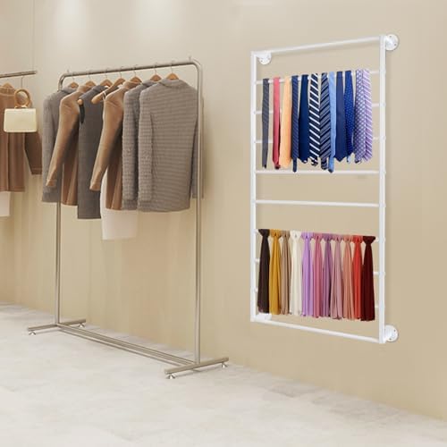 10 Tier Wall Mounted Rack,Scarf Display Stand,Belt Pants Hangers Scarves Hijab Stand, Towel Rack Ribbon Holder,Wrapping Paper Spool Storage for Retail Store - Image 3