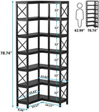 Tribesigns 7-Shelf Corner Bookshelf,Large Modern Corner Bookcase, 7-Tier Tall Corner Shelf Storage Display Rack with Metal Frame for Living Room Home Office (Black) - Image 2