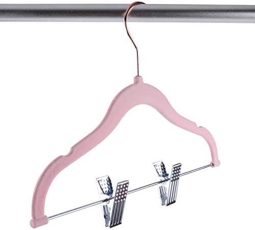 Tosnail 30 Pack Kids Velvet Hangers Children's Clothes Hangers Baby Hangers with Clips - Pink - Image 5