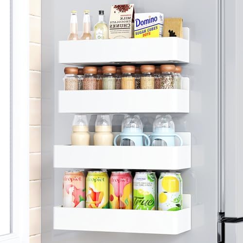 Mystozer Magnetic Spice Rack for Refrigerator White, 4 Pack by Mystozer
