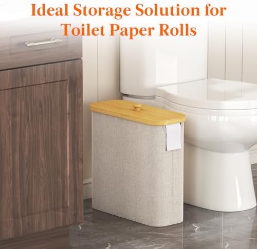 Lifewit Toilet Paper Storage Holder, Extra Large Stand Basket, 30L, Beige - Image 2