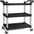 Utility Carts with Wheels, Rolling Kitchen Cart, 3 Tier Cart, Food Service Cart, Restaurant Kitchen Cart, Plastic Heavy Duty Cart for Office Business, 510lbs 16.9" D x 31.5" W x 37.8" H by AQNIEGEP