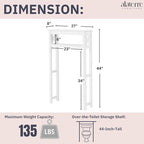Alaterre Derby Over the Toilet Storage Shelf, White, 27”W x 8”D x 44”H - Image 3