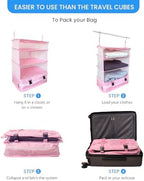 Grand Fusion Stow-N-Go Hanging Travel Shelves, Packing Organizer for Luggage. Carry on Closet for Suitcase. Expandable Packing Cube. Travel Essentials. (Pink - XL, XL = (L) 17.7" x (W) 11.8") - Image 6