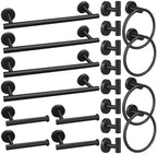 20pcs Bathroom Hardware Set, Matte Black Bathroom Hardware Set, Including 16" Hand Towel Bars, Toilet Paper Holders, Towel Rings, Robe Towel Hooks by RUBY.Q