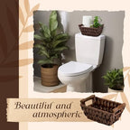 Marsui 6 Pcs Small Wicker Baskets for Gifts Empty 9 x 6 x 4 Inches Hand Woven Seagrass Rattan Towel Baskets Bin Organizer Shelf Pantry for Bathroom Storage Towel Kitchen Toilet Room (Coffee) - Image 3