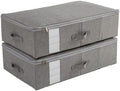 Under Bed Storage with Clear window/ 600D Sturdy Fabric, Underbed Storage Containers Bags for Clothes, Clothing, Blanket, Comforters (L（27.6x16.5x7in） for under bed storage, Light grey) by CANFODUS