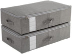 Under Bed Storage with Clear window/ 600D Sturdy Fabric, Underbed Storage Containers Bags for Clothes, Clothing, Blanket, Comforters (L（27.6x16.5x7in） for under bed storage, Light grey) by CANFODUS