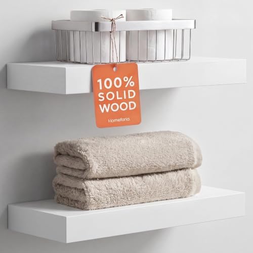 Homeforia 16 Inch Floating Shelves, High-End Solid Pine Wood, Set of 2 by Homeforia
