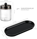 SheeChung Qtip Dispenser Holder, Glass apothecary jars with Acrylic Vanity Tray, Countertop Canister Guest Bathroom Essentials Storage Organizer for Cotton Swabs/Balls, Floss Picks - Image 6
