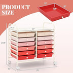 COSTWAY 12-Drawer Rolling Storage Cart, Utility Storage Organizer Cart - Image 3