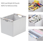 HOONEX Large Collapsible Storage Bins, Linen Fabric, Pack of 2, Storage Baskets with Wooden Carry Handles and Sturdy Heavy Cardboard, for Home, Office, Car, Nursery, White - Image 2