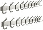 Coat Rack Wall Mount – Brushed Nickel 30 Inch Stainless Steel Hook Rail with 10 Heavy Duty Double Coat Hooks – Wall Mounted Coat Hanger for Entryway, Bathroom, Bedroom, Towel, Hat Organizer - 2 Pack by SAYONEYES