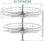 JOWBOOW 32 1/4" Chrome Corner Cabinet Lazy Susan, Full Circle Corner Cabinet Lazy Susan Replacement Shelves, Minimum Cabinet Size 36 inches, Rotating Rack for Corner Base Kitchen - Image 5