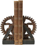 Braxio Decorative Bookends Industrial Gear - Set of 2 Steampunk Heavy Duty Non-Slip Book Supports for Shelves Desktop Book Ends for Office Library Desk Vintage Home Decor 4.7 x 3.5 x 7 Inch by BRAXIO