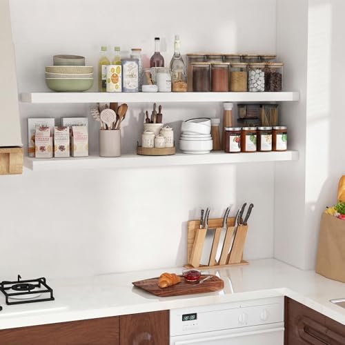55 in Floating Shelves for Wall, 9.3in Deep White Shelves 2 Packs - Image 5