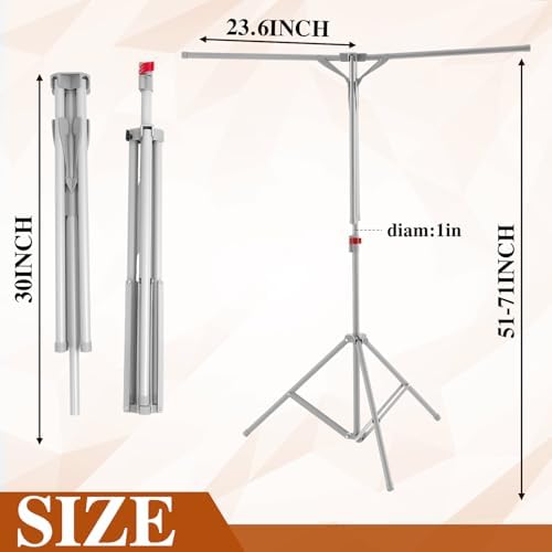 Shimeyao Metal Shopping Bag Rack 51-71 Inch Adjustable Height Heavy Duty Bag Display Stand Holder for Vendors with 4 Foldable Arms for Malls, Boutique, Trade Show, Craft Fairs(Gray) - Image 2