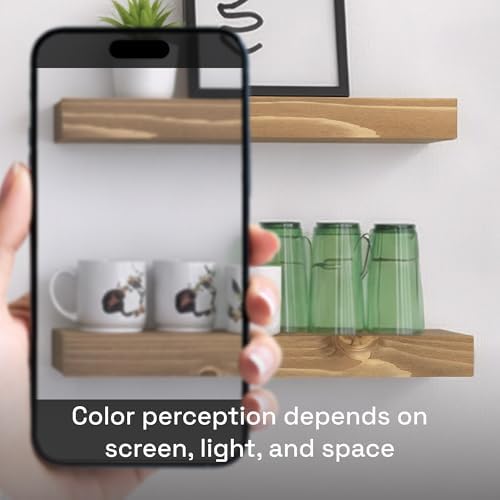 Natural Wood Floating Shelves for Wall 12 Inch Oak, Small Wooden Shelf - Image 7