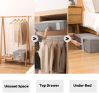 Under Bed Storage with Clear window/ 600D Sturdy Fabric, Underbed Storage Containers Bags for Clothes, Clothing, Blanket, Comforters (L（27.6x16.5x7in） for under bed storage, Light grey) - Image 6
