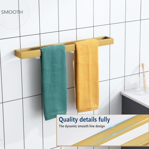 KOKOSIRI Towel Bar Brushed Gold Bath Towel Holder 20 Inch Kitchen Towel Hanger Rack Stainless Steel Bathroom Hardware Wall Mounted, 1 Pack B4008BG-L20 - Image 4