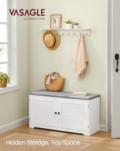 VASAGLE 3-Tier Shoe Storage Bench with Cushion, 14 x 39.8 x 20.7 Inches - Image 2