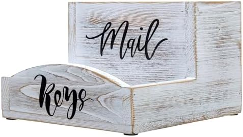 MyGift Whitewashed Wood Mail & Key Holder, Rustic Entryway Organizer - Image 7