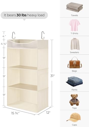 StorageWorks 3-Shelf Hanging Closet Organizer with Half Compartment - Image 3