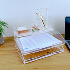 Clear Acrylic Desk Organizer 4-Piece Desk Kit + Free Complimentary Acrylic Ruler, Desktop Organization for Office or Home - Image 5
