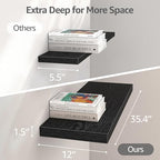QEEIG 12" Deep Floating Shelves for Wall (Black, Set of 3, 35.4" x 12") - Image 3