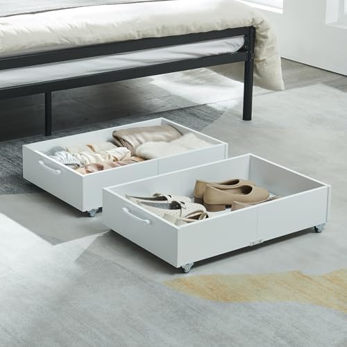 TIOPGHAD 2-Pack Under Bed Storage Drawers Organizer with Wheels, White by TIOPGHAD