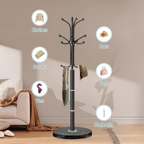 OIRUMIE Coat Rack,Coat Rack Stand with 12 Hooks,Coat Tree Stand for Corner - Image 6