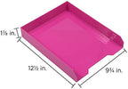 JAM PAPER Stackable Paper Trays - Pink - Desktop Document, Letter, & File Organizer Tray - 2/Pack - Image 6