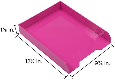 JAM PAPER Stackable Paper Trays - Pink - Desktop Document, Letter, & File Organizer Tray - 2/Pack - Image 6