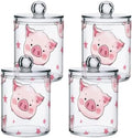 susiyo 4 Pack Small Qtip Holder Dispensers Pigs and Stars Plastic Jars with Lid for Cotton Balls Swabs Pads - 4 Pcs by susiyo