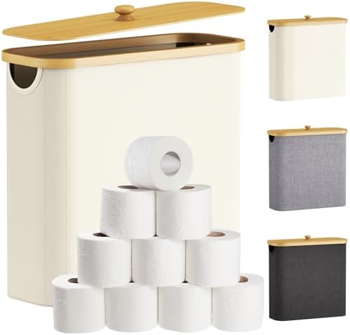 Lifewit Toilet Paper Storage Holder, Extra Large Stand Basket, 30L, White by Lifewit