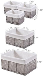 Vagusicc Wicker Storage Basket, Hand-Woven Paper Rope Wicker Baskets, Rectangular Small Wicke Baskets for Organizing, Cube Storage Bins for Closet/Clothes/Dresser, Grey, 5-Pack - Image 2