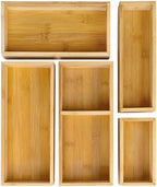 happimess Eldora 5-Piece Handcrafted Bamboo Drawer Organizers, Natural by Happimess