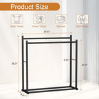 Honiter Towel Racks for Bathroom, 2 Tiers Wider Towel Drying Rack Outdoor, Free Standing Towel Rack, Pool Towel Blanket Stand and Display Rack for Oversized Bath Towels, Black - Image 3