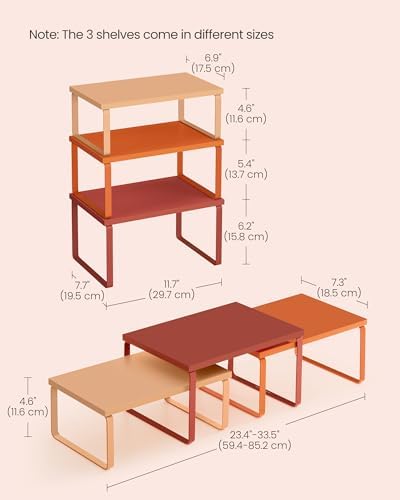 SONGMICS Cabinet Organizer Shelf, Set of 3 Spice Rack, Kitchen Storage - Image 5