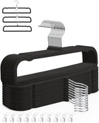 Black Velvet Hangers Non-Slip 20 Pack Felt Hangers for Pants Trouser Hanger by HGYZE
