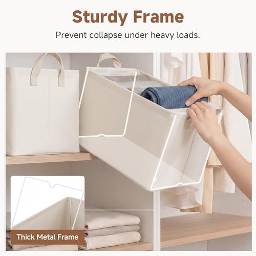 StorageWorks Fabric Storage Bins, Storage Basket for Shelves, Beige, 2-Pack - Image 3