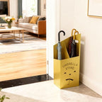 9.84" D x 7.87" W x 23.62" H Detachable Base Umbrella Stand - Elegant Raindrop Design, Water Collection Tray, Gold/Black Finish, Durable Home & Office Organizer - Image 5