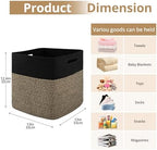 OIAHOMY 13 Inch Cube Storage Bins, 3-Pack Cotton Rope Woven Baskets for Organizing, Insert Storage Baskets for Shelves, Baby Nursery, Closet Organizer, 13 * 13 * 12.6IN, Black & Mixed Brown - Image 2