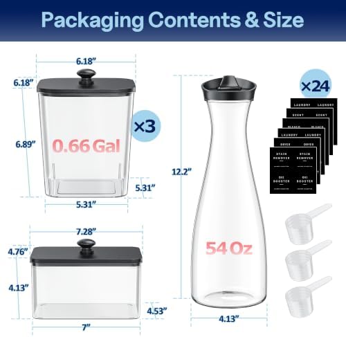 3+1+1 Pack Laundry Pods Container & Dryer Sheet Holder with Lid, Black - Image 7